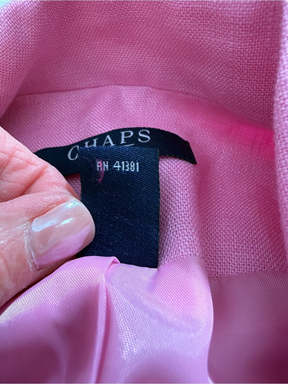 Chaps Vintage Pink 100% Linen Button Up Blazer Jacket Utility Pocket Classic XL - Picture 6 of 8